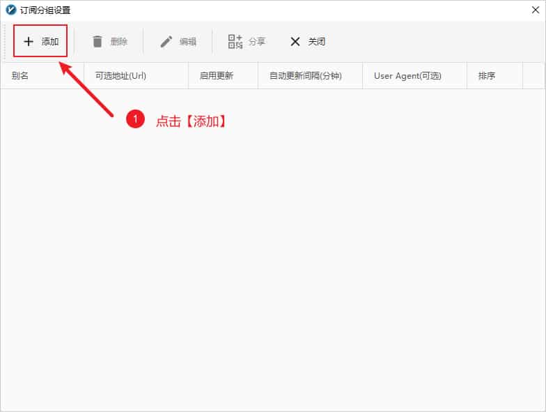 添加订阅分组